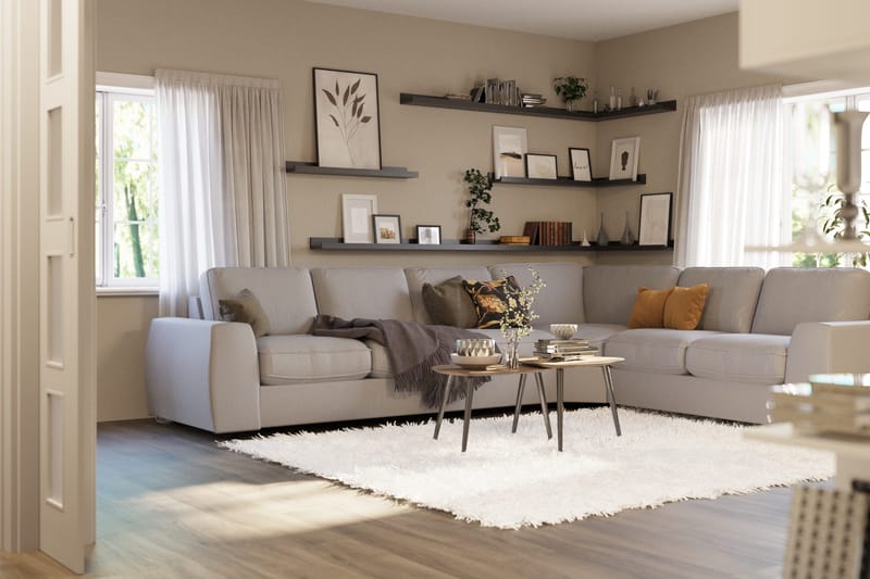 Optus Lyx 5-seters Vendbar L-formet Hjørnesofa i Stoff - Grå - Møbler - Sofaer - Hjørnesofa