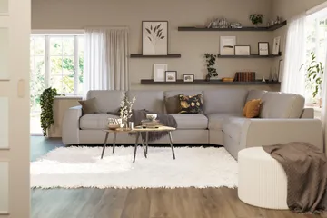 Optus Lyx 5-seters Vendbar L-formet Hjørnesofa i Stoff - Grå - Møbler - Sofaer - Hjørnesofa