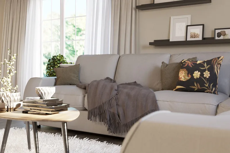 Optus Lyx 5-seters Vendbar L-formet Hjørnesofa i Stoff - Grå - Møbler - Sofaer - Hjørnesofa