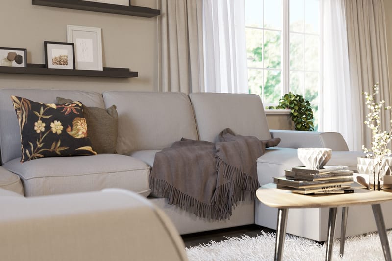 Optus Lyx 5-seters Venstrevendt U-formet Hjørnesofa med Divan i Stoff - Grå - Møbler - Sofaer - Hjørnesofa - Hjørnesofa med divan