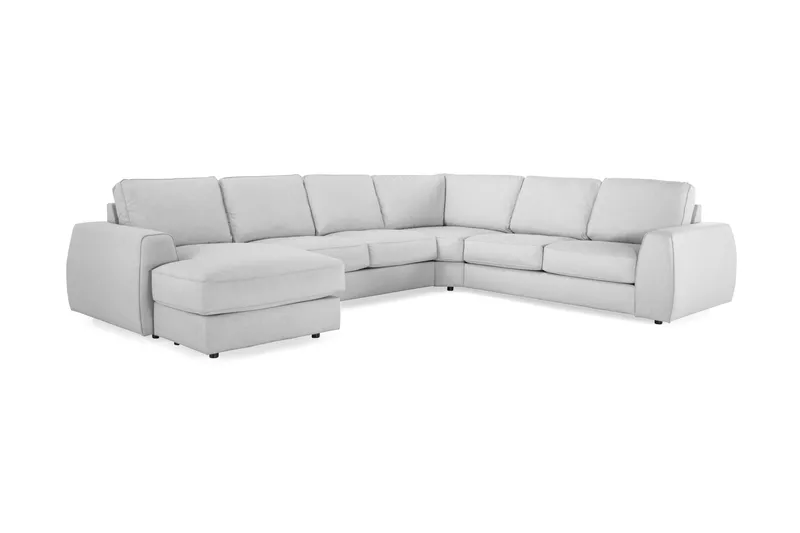 Optus Lyx 5-seters Venstrevendt U-formet Hjørnesofa med Divan i Stoff - Grå - Møbler - Sofaer - Hjørnesofa - Hjørnesofa med divan