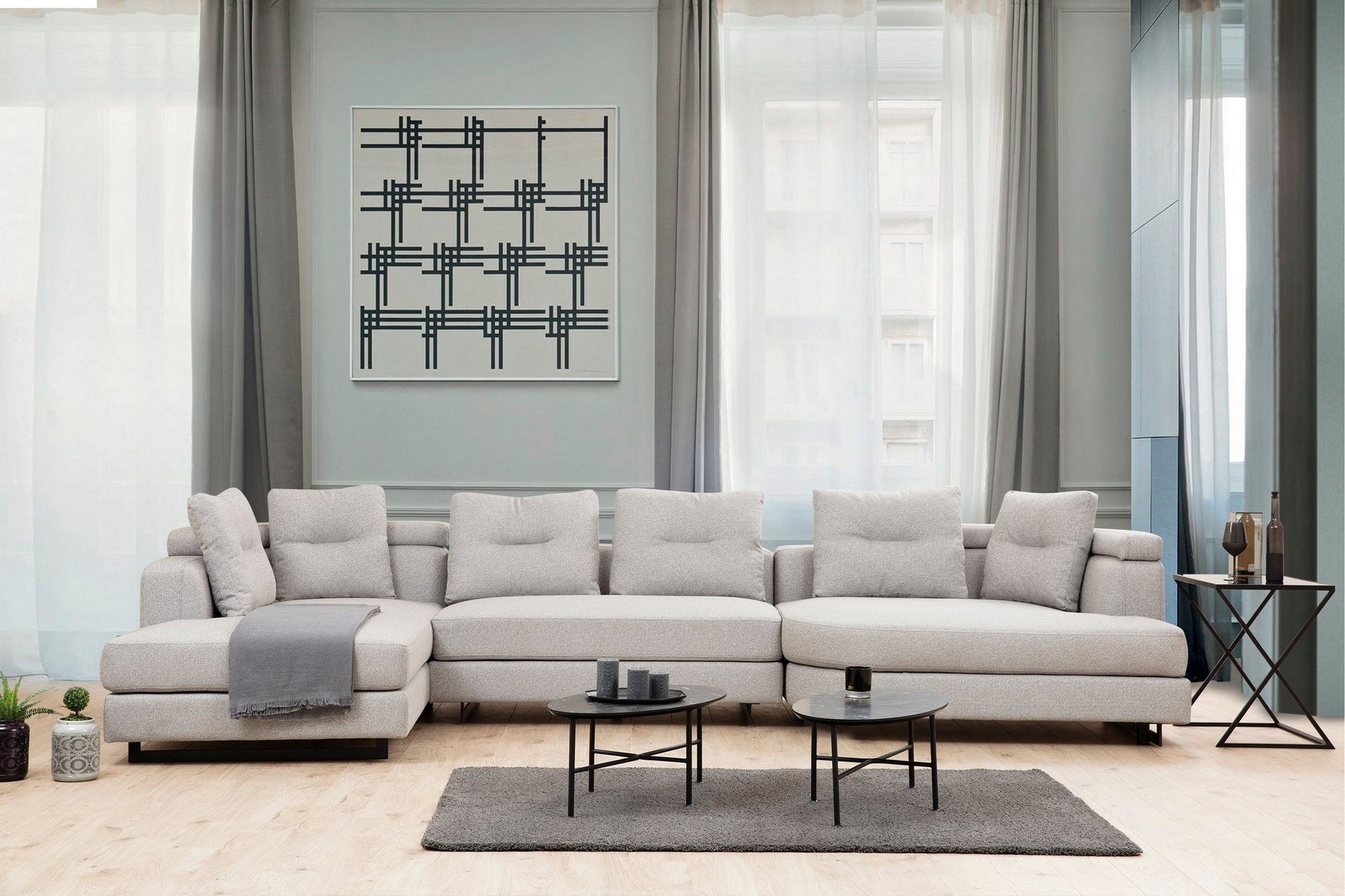 Pavdova Hjørnesofa 4-seter - Lysegrå - Møbler - Sofaer - Hjørnesofa