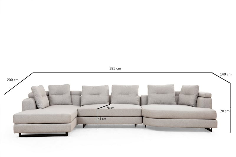 Pavdova Hjørnesofa 4-seter - Lysegrå - Møbler - Sofaer - Hjørnesofa