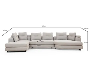 Pavdova Hjørnesofa 4-seter - Lysegrå - Møbler - Sofaer - U-sofa