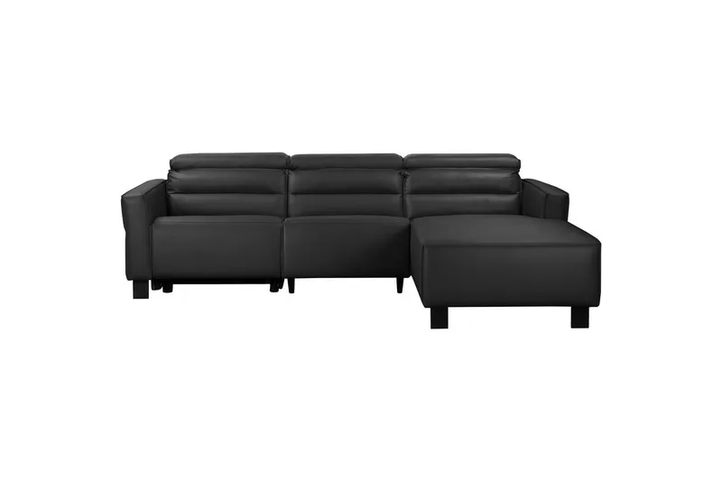 Reclinersofa med hjørne Loft24 Hjørnesofa Loft24 Carpari med elektrisk recliner Svart Høyrevendt Belfast-stoff
