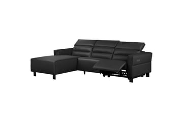 Reclinersofa med hjørne Loft24 Hjørnesofa Loft24 Carpari med elektrisk recliner Svart Venstrevendt Kunstskinn - Møbler - Sofaer - Hjørnesofa