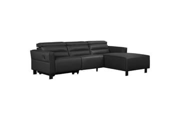 Reclinersofa med hjørne Loft24 Hjørnesofa Loft24 Carpari med manuell recliner Svart Høyrevendt Belfast-stoff - Møbler - Sofaer - Hjørnesofa