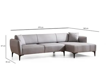 Rossland Divansofa 3-seters - Grå - Møbler - Sofaer - Sofa med sjeselong
