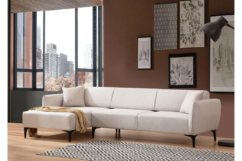 Rossland Divansofa 3-seters - Hvit - Møbler - Sofaer - Hjørnesofa - Hjørnesofa med divan