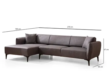 Rossland Divansofa 3-seters - Mørkegrå - Møbler - Sofaer - Sofa med sjeselong - 3 seters sofa med divan