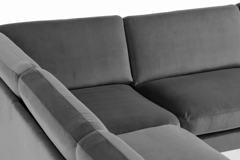 Teodin Hjørnesofa Fløyel - Lysegrå - Møbler - Sofaer - Hjørnesofa