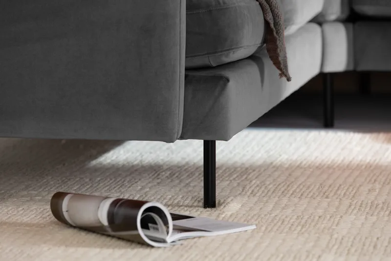 Teodin Hjørnesofa Fløyel - Lysegrå - Møbler - Sofaer - Hjørnesofa