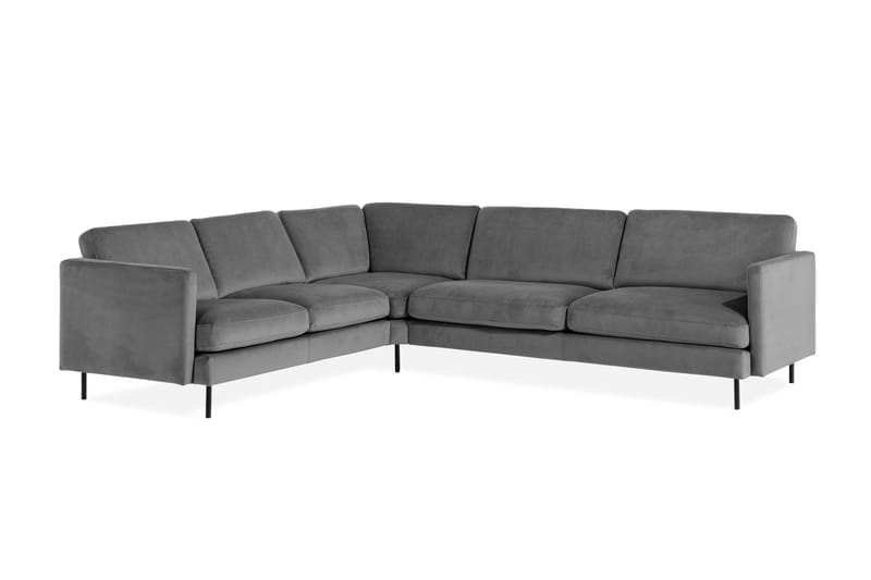 Teodin Hjørnesofa Fløyel - Lysegrå - Møbler - Sofaer - Hjørnesofa