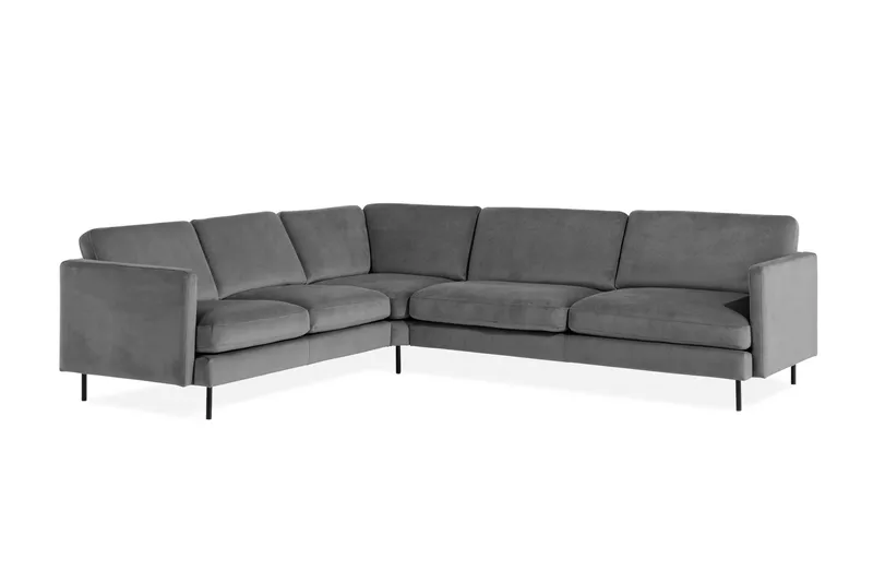 Teodin Hjørnesofa Fløyel - Lysegrå - Møbler - Sofaer - Hjørnesofa