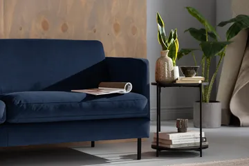 Teodin Hjørnesofa Large Fløyel - Blå - Møbler - Sofaer - Hjørnesofa