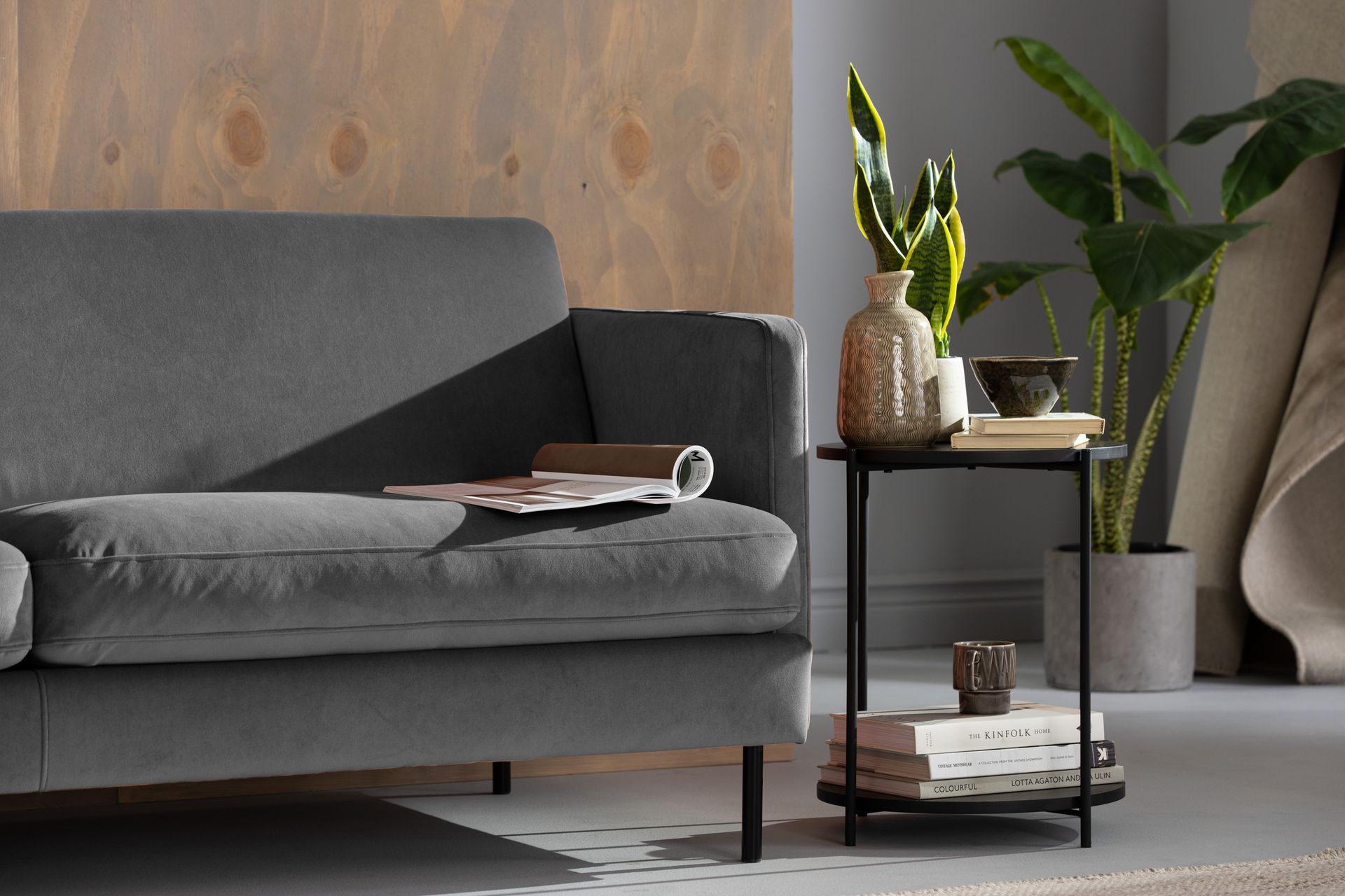 Teodin Hjørnesofa Large Fløyel - Lysegrå - Møbler - Sofaer - Hjørnesofa
