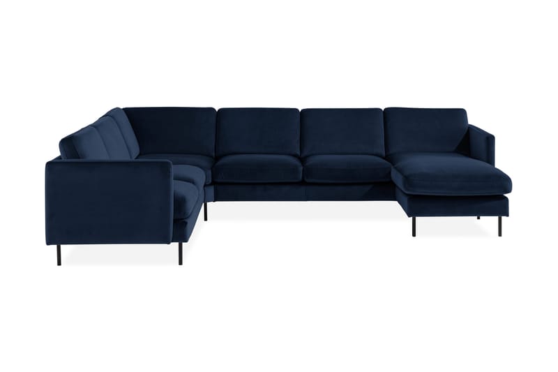 Teodin Hjørnesofa med Divan Høyre Fløyel - Blå - Møbler - Sofaer - Hjørnesofa - Hjørnesofa med divan