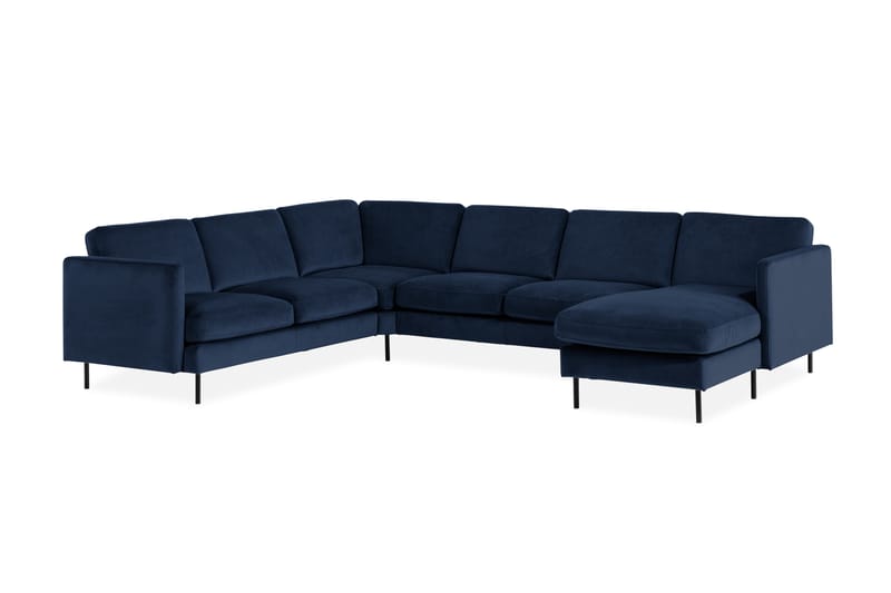 Teodin Hjørnesofa med Divan Høyre Fløyel - Blå - Møbler - Sofaer - Hjørnesofa - Hjørnesofa med divan