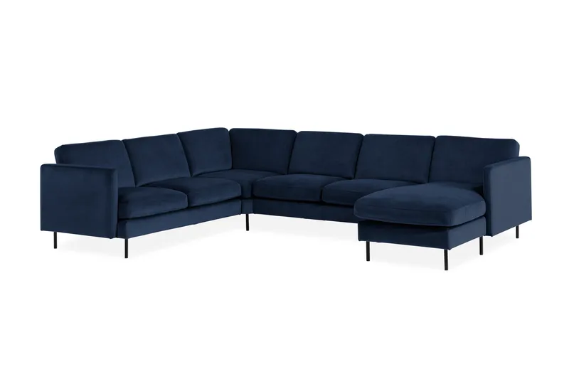 Teodin Hjørnesofa med Divan Høyre Fløyel - Blå - Møbler - Sofaer - Hjørnesofa - Hjørnesofa med divan