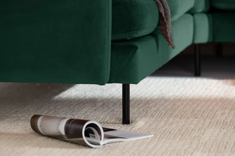 Teodin Hjørnesofa med Divan Høyre Fløyel - Grønn - Møbler - Sofaer - Hjørnesofa - Hjørnesofa med divan
