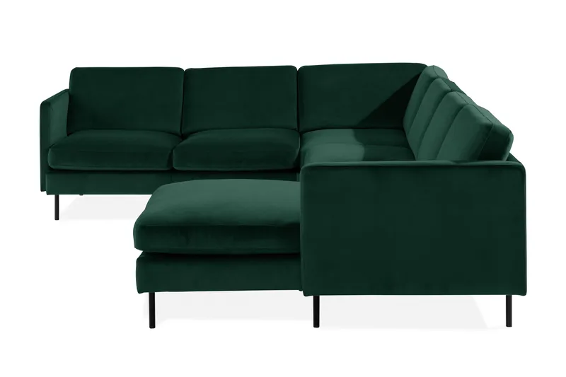 Teodin Hjørnesofa med Divan Høyre Fløyel - Grønn - Møbler - Sofaer - Hjørnesofa - Hjørnesofa med divan