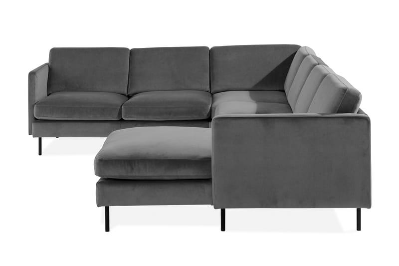 Teodin Hjørnesofa med Divan Høyre Fløyel - Lysegrå - Møbler - Sofaer - Hjørnesofa - Hjørnesofa med divan