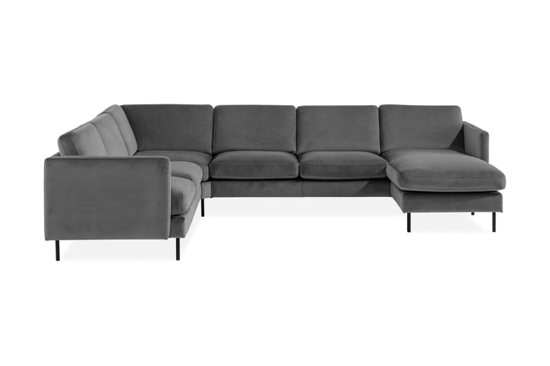 Teodin Hjørnesofa med Divan Høyre Fløyel - Lysegrå - Møbler - Sofaer - Hjørnesofa - Hjørnesofa med divan