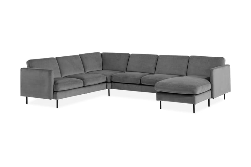 Teodin Hjørnesofa med Divan Høyre Fløyel - Lysegrå - Møbler - Sofaer - Hjørnesofa - Hjørnesofa med divan