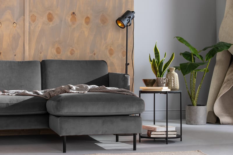 Teodin Hjørnesofa med Divan Høyre Fløyel - Lysegrå - Møbler - Sofaer - Hjørnesofa - Hjørnesofa med divan
