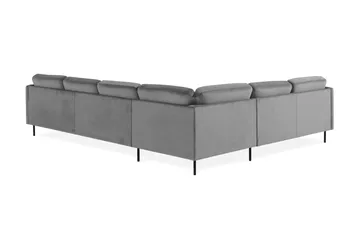 Teodin Hjørnesofa med Divan Høyre Fløyel - Lysegrå - Møbler - Sofaer - Hjørnesofa - Hjørnesofa med divan