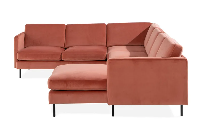 Teodin Hjørnesofa med Divan Høyre Fløyel - Rosa - Møbler - Sofaer - Hjørnesofa - Hjørnesofa med divan
