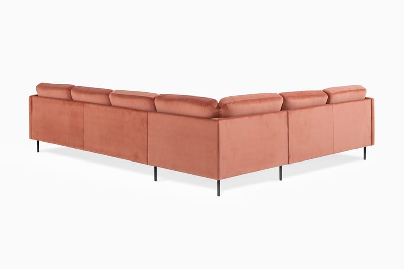Teodin Hjørnesofa med Divan Høyre Fløyel - Rosa - Møbler - Sofaer - Hjørnesofa - Hjørnesofa med divan