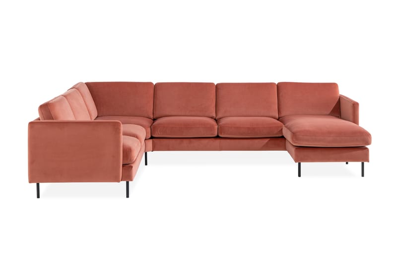 Teodin Hjørnesofa med Divan Høyre Fløyel - Rosa - Møbler - Sofaer - Hjørnesofa - Hjørnesofa med divan