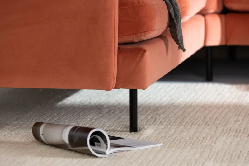 Teodin Hjørnesofa med Divan Høyre Fløyel - Rosa - Møbler - Sofaer - Hjørnesofa - Hjørnesofa med divan