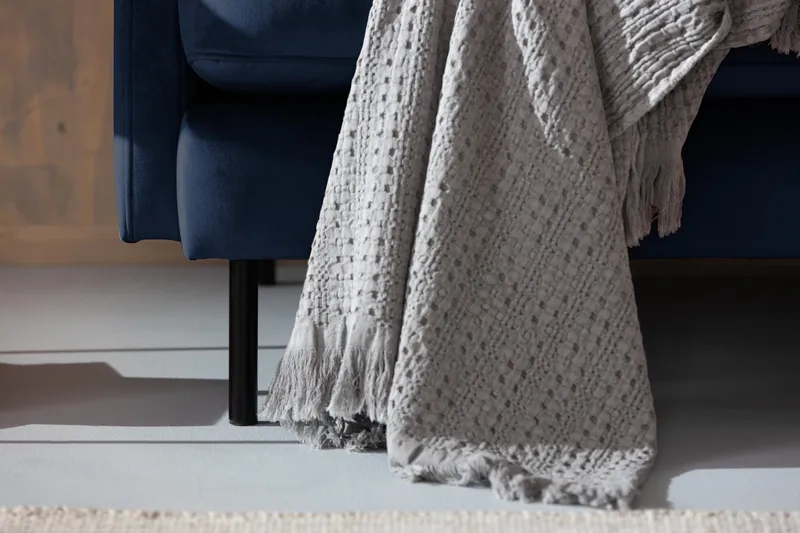 Teodin Hjørnesofa med Divan Venstre Fløyel - Blå - Møbler - Sofaer - Hjørnesofa - Hjørnesofa med divan