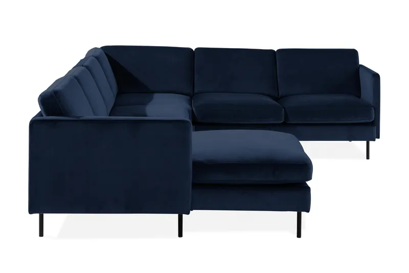 Teodin Hjørnesofa med Divan Venstre Fløyel - Blå - Møbler - Sofaer - Hjørnesofa - Hjørnesofa med divan