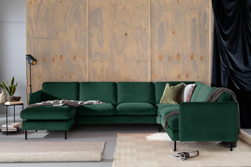 Teodin Hjørnesofa med Divan Venstre Fløyel - Grønn - Møbler - Sofaer - Hjørnesofa - Hjørnesofa med divan