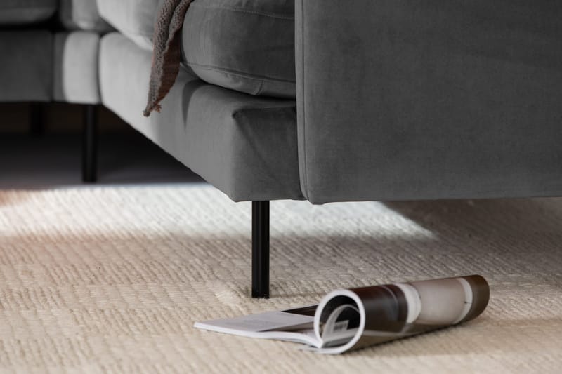 Teodin Hjørnesofa med Divan Venstre Fløyel - Lysegrå - Møbler - Sofaer - Hjørnesofa - Hjørnesofa med divan