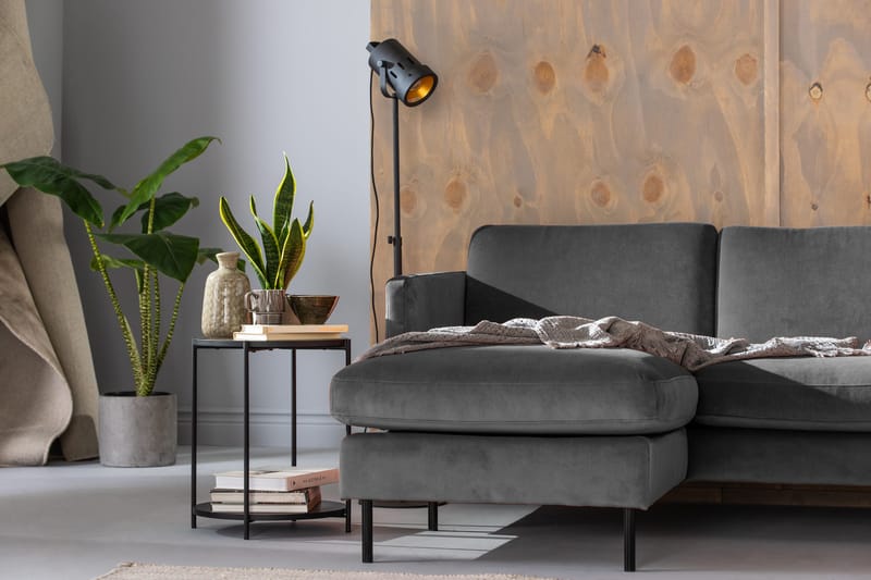 Teodin Hjørnesofa med Divan Venstre Fløyel - Lysegrå - Møbler - Sofaer - Hjørnesofa - Hjørnesofa med divan