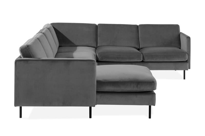 Teodin Hjørnesofa med Divan Venstre Fløyel - Lysegrå - Møbler - Sofaer - Hjørnesofa - Hjørnesofa med divan