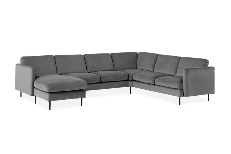 Teodin Hjørnesofa med Divan Venstre Fløyel - Lysegrå - Møbler - Sofaer - Hjørnesofa - Hjørnesofa med divan