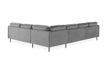Teodin Hjørnesofa med Divan Venstre Fløyel - Lysegrå - Møbler - Sofaer - Hjørnesofa - Hjørnesofa med divan