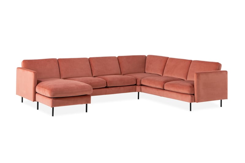 Teodin Hjørnesofa med Divan Venstre Fløyel - Rosa - Møbler - Sofaer - Hjørnesofa - Hjørnesofa med divan