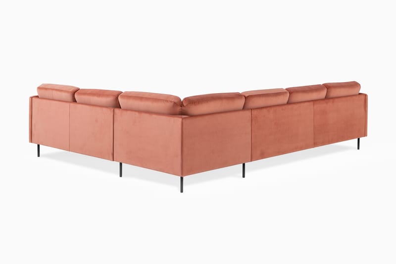 Teodin Hjørnesofa med Divan Venstre Fløyel - Rosa - Møbler - Sofaer - Hjørnesofa - Hjørnesofa med divan