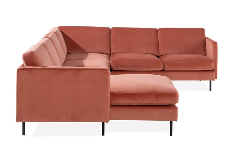 Teodin Hjørnesofa med Divan Venstre Fløyel - Rosa - Møbler - Sofaer - Hjørnesofa - Hjørnesofa med divan