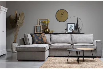 Tiahna Hjørnesofa Venstre - Grå - Møbler - Sofaer - Sofa med sjeselong - 3 seters sofa med divan