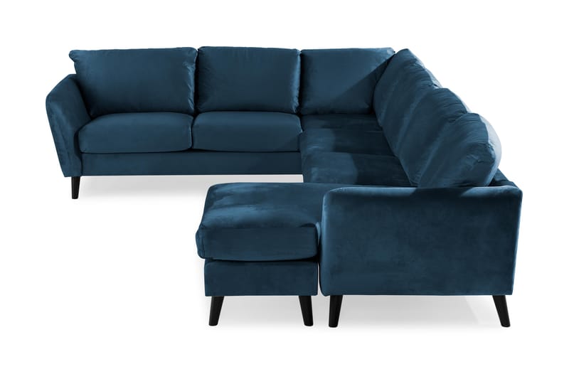 Trend 5-seters Høyrevendt L-formet Hjørnesofa i Fløyel - Blå - Møbler - Sofaer - Hjørnesofa
