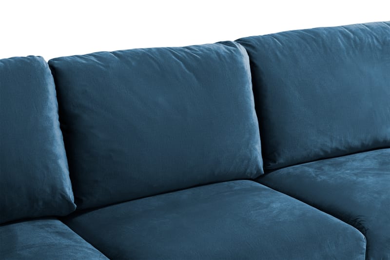 Trend 5-seters Høyrevendt L-formet Hjørnesofa i Fløyel - Blå - Møbler - Sofaer - Hjørnesofa