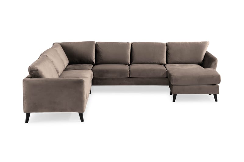 Trend 5-seters Høyrevendt L-formet Hjørnesofa i Fløyel - Brun - Møbler - Sofaer - Hjørnesofa