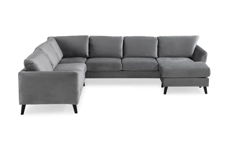 Trend 5-seters Høyrevendt L-formet Hjørnesofa i Fløyel - Lys grå - Møbler - Sofaer - Hjørnesofa - Hjørnesofa med divan